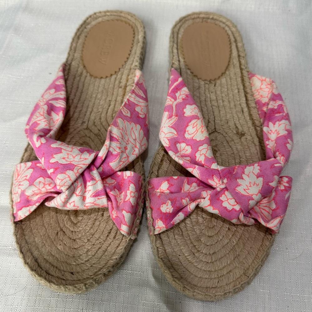 J Crew Pink Espadrille Sandals Size 8.5